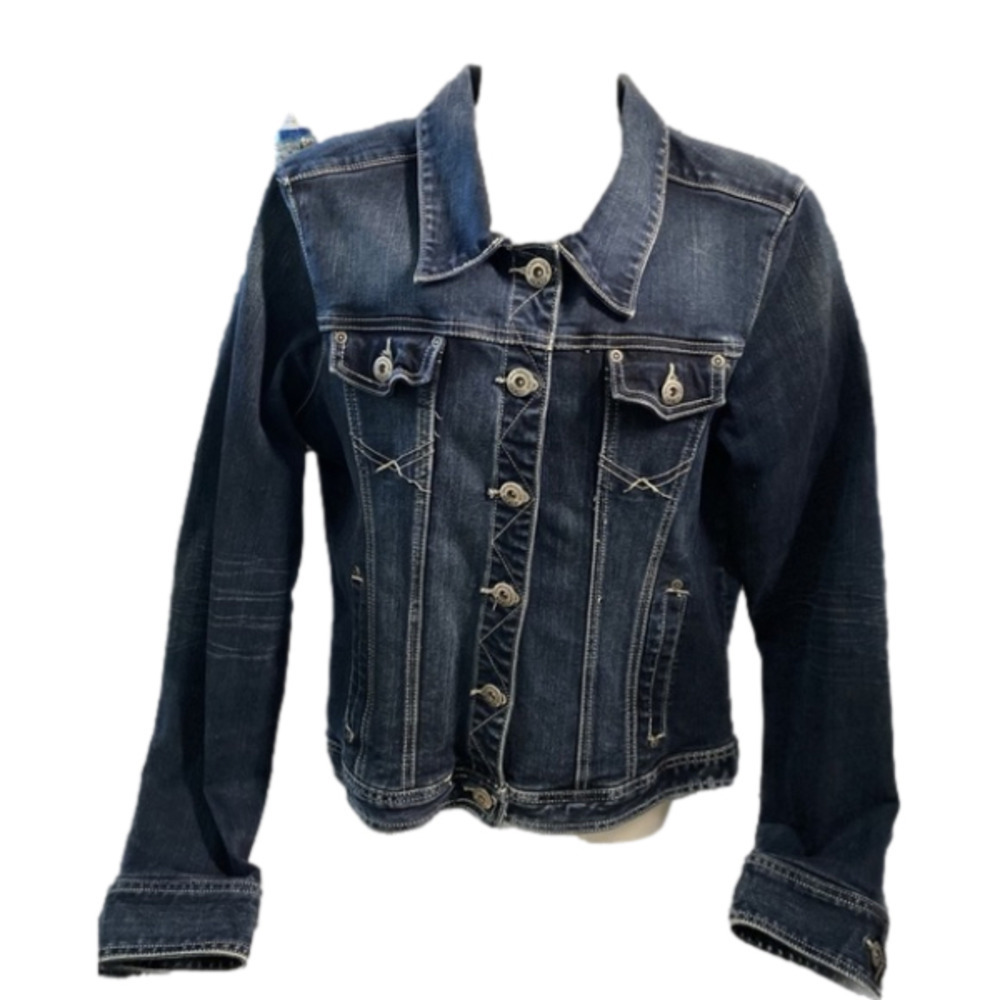 WAREHOUSE One  Women's Dark Wash Denim Jean Jacket (Medium)
